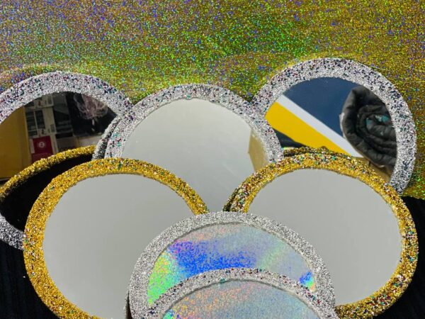 صينية تقديم مرايا بإطار استرس كريستال فخم